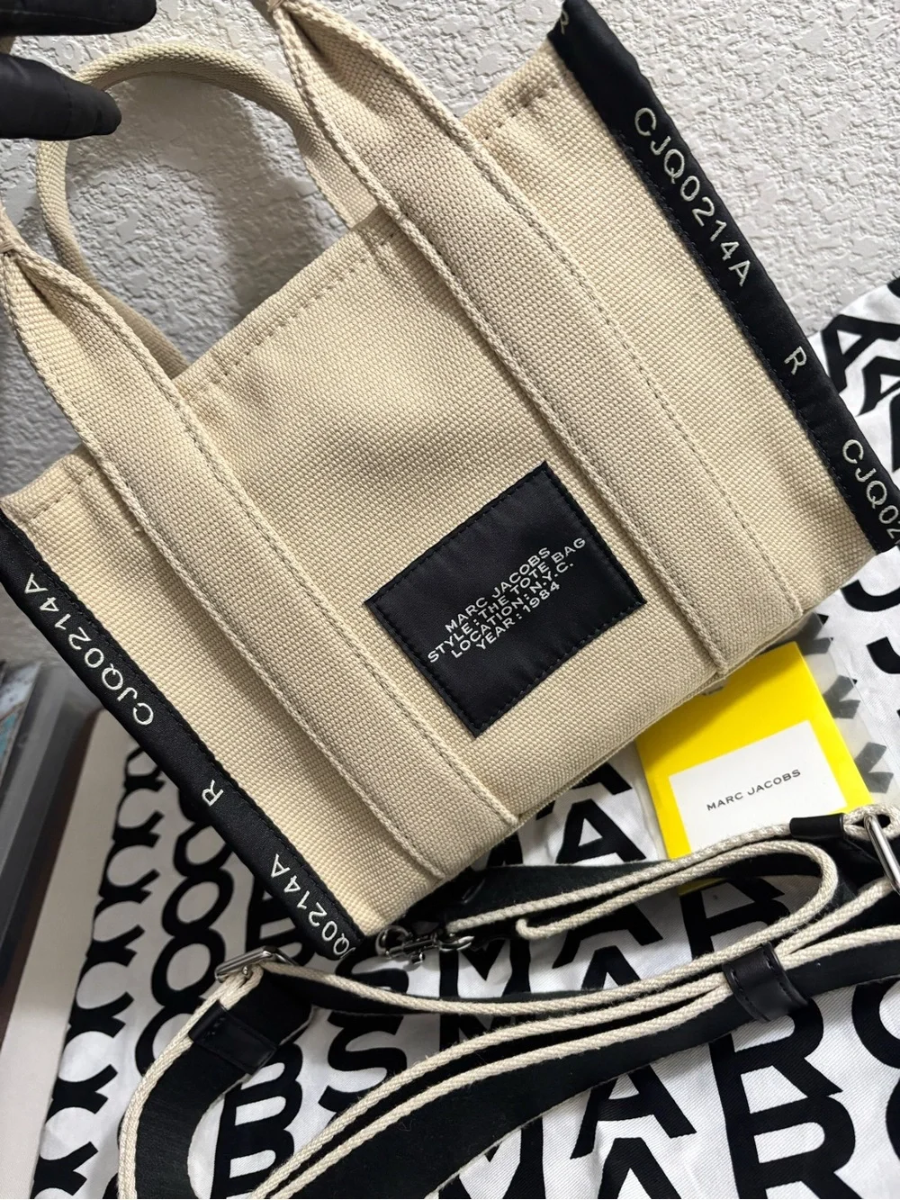 Marc Jacobs Natural and Black Canvas 'The Tote Bag' Small Tote